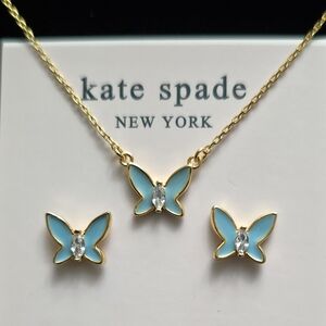 Kate Spade Social Butterfly Pendant Necklace & Mini Stud Earrings